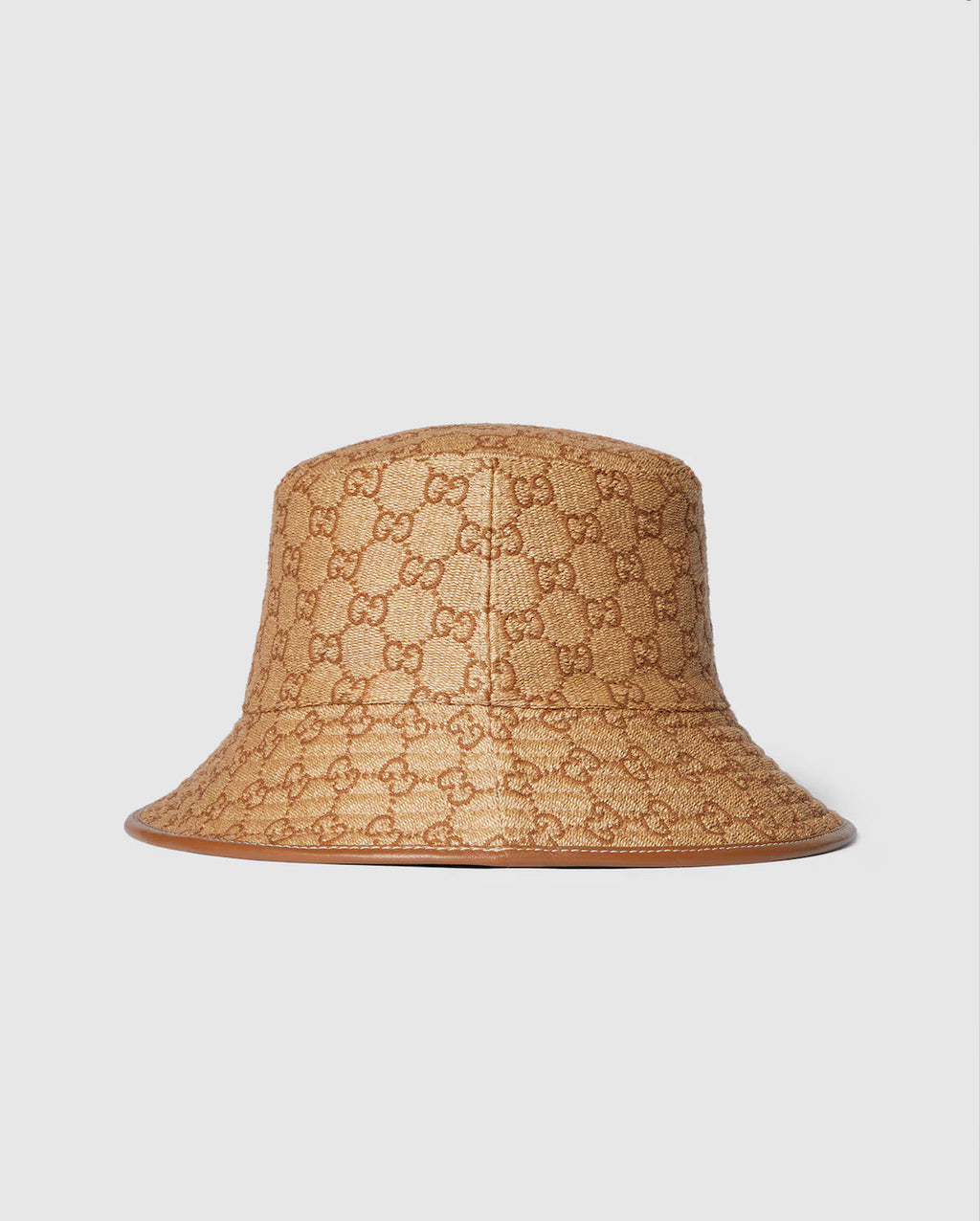 Chapeau seau en paille GG