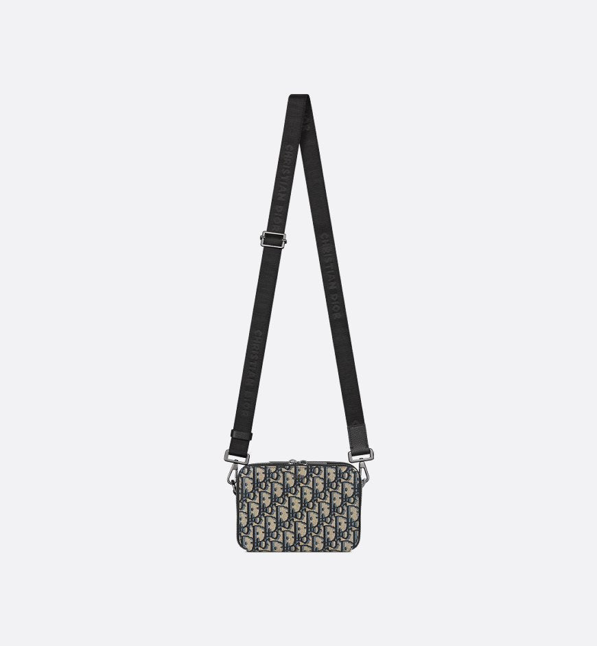 Pochette zippée à bandoulière Noir et Beige