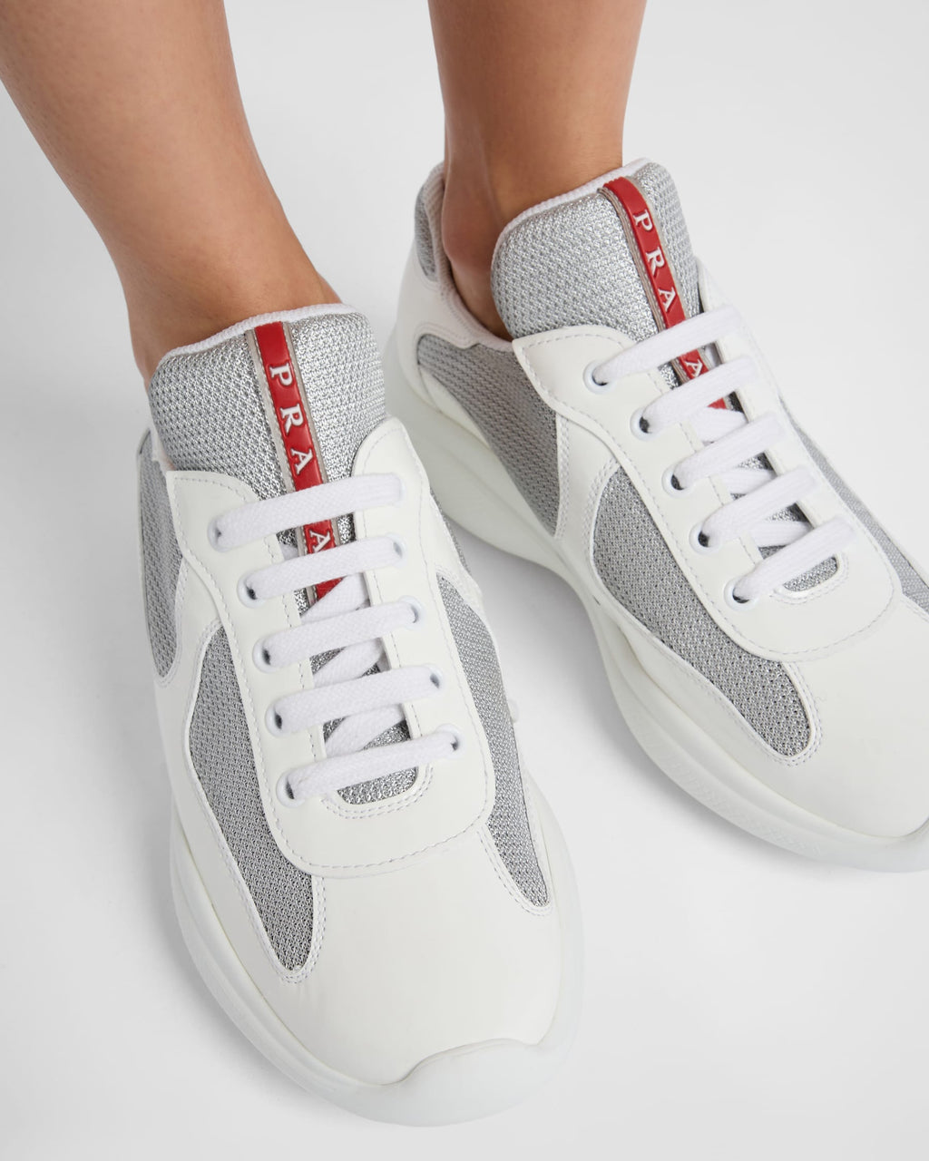 Baskets Prada America’s Cup en tissu Bike blanc